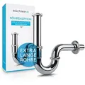 Produktbild: Bächlein Siphon Universaler Röhrensiphon, (flexibler Waschbeckenablauf), Einfache Montage - Hochwertiger Chrom-Ablauf silberfarben 20 cm