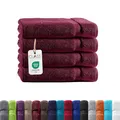 Produktbild: Class Home Collection Frottee Handtücher 50x100 cm – 4er Set Handtuch – Besonders weiche & saugfähige Handtücher aus 100% Baumwolle mit Aufhänger – Bordeaux