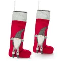 Produktbild: com-four® 2X Premium Weihnachtsstrumpf XXL - roter Nikolausstiefel zum Befüllen - Weihnachtssocke als Dekoration zum Aufhängen - Nikolausstrumpf 55 x 30 cm