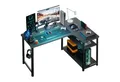 Produktbild: GTPLAYER Schreibtisch Gaming Tisch Eckschreibtisch mit Regal USB-Ladeanschluss und Steckdose (1 Tisch), 120/100cm Computertisch L Form, PC Tisch für Büro, Heimbüro