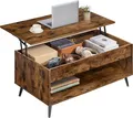 Produktbild: VASAGLE Wohnzimmertisch, höhenverstellbarer Couchtisch, verstecktes Fach, für Homeoffice, offenes Fach, vintagebraun-schwarz