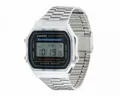 Produktbild: CASIO Edelstahl Armband Uhr A168WA-1YES Klassik Retro Alarm Kalender silber BOX