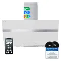 Produktbild: KKT KOLBE A+++ Dunstabzugshaube 90 cm 782 cbm/h Kopffreie Wandhaube Edelstahl weißes Glas WLAN RGBW-LED-Beleuchtung SensorTouch Bedienung HERMES9005WM
