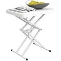 Produktbild: Outsunny Beistelltisch Garten höhenverstellbar Gartentisch, klappbar Balkontisch aus Kunststoff, rechteckig Kaffeetisch 50kg belastbar, 65x45x70H cm Sofatisch für Outdoor Indoor Balkon Terrasse Weiß