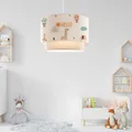 Produktbild: lux.pro Kinderzimmer Lampe Lurgan Deckenleuchte E27 LED-geeignet Hängelampe mit Stoffschirm doppelt Giraffen-Motiv 70 cm hoch Weiß