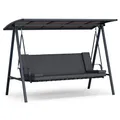 Produktbild: blumfeldt LuxeLounge Hollywoodschaukel 3 Sitzer - Verstellbare Rückenlehne & Sonnendach, Wetterfest, Pulverbeschichteter Stahlrahmen, Inklusive Kissen, Gartenschaukel für Erwachsene