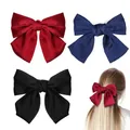 Produktbild: Haarspange mit Schleife, 3 Stück Damen-Haarschleifen Mädchen Schleife Haarspange Groß Haarschleifen Clip Französischer Haarklammer für Frauen Mädchen,Schwarz, Blau und Rot