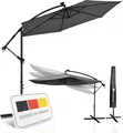 Produktbild: Juskys Ampelschirm Brazil 350 cm mit UV-Schutz, Kurbel & Hülle - Grau