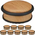 Produktbild: 10 x Türstopper Boden, für schwere Türen, Edelstahl, Gummi, flach, Holzoptik Bodenpuffer HxD 5 x 10,5 cm, hellbraun