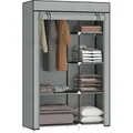 Produktbild: Homcom Kleiderschrank Stoffschrank Mit 6 Ablagen, Kleiderstange, Reißverschluss Faltschrank Für, Ankleidezimmer Schlafzimmer, 103 X 43 X 162,5 Cm, Hellgrau