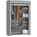 Produktbild: HOMCOM Kleiderschrank Stoffschrank mit 6 Ablagen, Kleiderstange, Reißverschluss Faltschrank für, Ankleidezimmer Schlafzimmer, 103 x 43 x 162,5 cm, Hellgrau