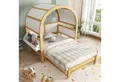 Produktbild: Odikalo Kinderbett Schiebebett 140x200 (Erweiterbares Gewölbtes Dachbett, Schiebebett, Kinderbett, Tagesbett, Kleine seitliche Ablagefläche, Kiefer+MDF, Weiß+Natur, 140x200cm)