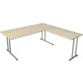 Produktbild: Schreibtisch start up Fuß silber BxT 180x180cm ahorn
