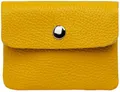 Produktbild: Caspar Kleiner Echt Leder Geldbeutel Damen Portemonnaie Geldbörse mit Reißverschluss & Druckknopf - GB416 - Made in Italy, Farbe:senfgelb, Größe:Klein (11cm x 8cm)