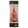 Produktbild: Krebs Glas Lauscha Baumspitze Rot Matt mit Golddekor ca. 34 cm, aus Glas, mundgeblasener Baumschmuck für Weihnachten