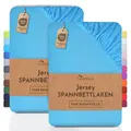 Produktbild: NatureMark 2er Pack Kinder Jersey Spannbettlaken, Spannbetttuch 100% Baumwolle in vielen Größen und Farben MARKENQUALITÄT ÖKOTEX Standard 100 | 70x140 cm - türkis
