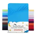 Produktbild: NatureMark Spannbettlaken Jersey Spannbetttuch, 100% Baumwolle, Gummizug: rundum, (2 Stück), Kinder Spannbetttuch, für Baby-/Kinderbett, 70x140 cm, Türkis