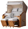 Produktbild: bene living Strandkorb Schleswig Pinie 2-Sitzer - PE mokka - Modell 563, BxTxH: 120x80x160 cm, Volllieger, Ostsee-Strandkorb