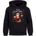 Produktbild: MoonWorks® Kinder Hoodie Weihnachtspullover Jungen Mädchen Rentier Rudolph Weihnachtsoutfit Kinder Schwarz 140