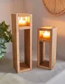 Produktbild: Windlichtsäule Holzsäule Bodenwindlicht Wood 2er Set 30 + 40 cm hoch Dekosäule
