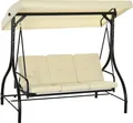 Produktbild: Outsuuny 2 in 1 Hollywoodschaukel mit Liegefunktion 3-Sitzer Gartenschaukel mit verstellbarem Sonnendach, Schaukelbank belast bis 240kg, Gartenliege für Garten, Terrasse, 195x117x175 cm, Beige