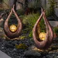 Produktbild: 2x LED Außen Bereich Solar Steh Lampen Bronze Glas Kugel Veranda Beleuchtung