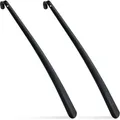 Produktbild: Schuhlöffel Metall, 2er Set, stabil, Schuhanzieher 58 cm lang, zum Aufhängen, Anziehhilfe für Schuhe, schwarz - Relaxdays