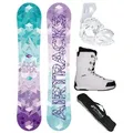 Produktbild: Airtracks Snowboard Damen Snowboard Set Akasha Zero Rocker »Mod. 25/26 (4er-Pack, 4 St), Snowboard + Bindung Master W + Boots + SB Bag / 144 147 150 153 cm Boots 37 Star W | 147 cm