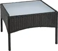 Produktbild: Polyrattan Beistelltisch Rattan Tisch Gartentisch Balkontisch Garten Möbel Glas