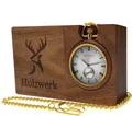 Produktbild: Holzwerk HANNOVER 2 in 1 Taschen & Tisch Holz Uhr, Taschenuhr braun, silber gold
