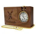 Produktbild: Holzwerk Taschenuhr HANNOVER 2 in 1 Holz Tisch Uhr, Kette & Etui, Braun, silber, Gold, (Set, inkl. Kette)