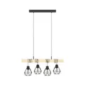 Produktbild: EGLO Pendellampe Townshend 5, 4 flammige Vintage Pendelleuchte im Industrial Design, Retro Hängelampe aus Stahl und Holz, Farbe: Schwarz, braun, Fassung: E27