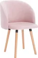 Produktbild: WOLTU Esszimmerstuhl Küchenstuhl mit Armlehne, Sitzfläche aus Samt, Gestell aus Massivholz, Rosa