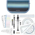 Produktbild: CALCUSO Geometrie Set PRO – Blaues Mäppchen mit Zirkel, Geodreieck & Lineal