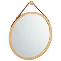 Produktbild: Relaxdays Hängespiegel rund, verstellbarer Riemen, Rahmen aus Bambus, modern, Flur, Bad & Gäste WC, ∅: 45 cm, natur