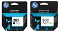 Produktbild: 2er Original HP 303 Drucker Patronen EnvyPhoto 6220 6230 6232 7130 7134 7155 Set