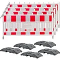 Produktbild: UvV Hekke TL Schrankenzaun Set 4 x 2m + 5 K1 Fußplatten Profi Baustellen Absperrset gem. RSA Folie RA 1