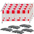 Produktbild: UvV Absperrgitter TL WEMAS Schrankenzaun ES1 + Set 4 Absturzsicherungen + 5 K1 Fußplatten mit RA1 oder RA2 (Reflexfolie Typ RA1)