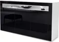 Produktbild: Vladon Sideboard Valencia, Germany, Kommode mit 3 Türen und 1 offenem Fach, Weiß matt/Schwarz Hochglanz/Schwarz Hochglanz (155 x 92 x 40 cm)