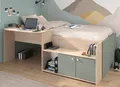 Produktbild: Hochbett Stauraum Bett Kinderbett mit Schreibtisch 90 x 200 Grün Eiche Martre
