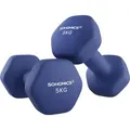 Produktbild: SONGMICS Hanteln, 2er Set, 2 x 5 kg, Hantelset, Kurzhanteln, Hexagon, Neopren-Beschichtung, Krafttraining, Workout, Fitnesstraining, für Zuhause, ...