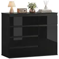 Produktbild: HOMCOM Kommode mit 5 Schubladen Soft-Close-Tür 100 x 40 x 80 cm Schwarz