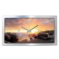 Produktbild: Kreative Feder Felsen Chill Out 3D XXL Designer leise Funk Wanduhr Funkuhr modernes Design WAA043FL (80x40cm)
