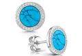 Produktbild: Materia Paar Ohrstecker Damen Ohrringe Naturstein Türkis mit Zirkonia SO-394, 925 Sterling Silber, rhodiniert