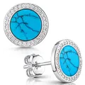 Produktbild: MATERIA Türkis Ohrstecker rund Naturstein Ohrringe Damen 925 Silber mit Zirkonia