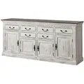 Produktbild: Sideboard Mango / Akazie 200x45x90 weiß gewachst CASTLE-ANTIK #108