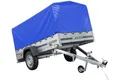 Produktbild: UNITRAILER Auto Anhänger 230x125 Garden Trailer 230 Kipp 750 kg mit Stützrad, Blauer Hochplane und Hochspriegel