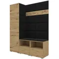 Produktbild: Garderoben-Set, Eiche Artisan, Schwarz, Holzwerkstoff, 2-Sitzer, 3 Fächer, 150x187x40 cm, Garderobe, Garderoben-Sets & Serien, Garderoben-Sets