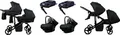 Produktbild: BabyLux® DUO | 4in1 Kinderwagen Set | Onyx | Geschwisterwagen Zwillingskinderwagen | Kinderwagenset | Isofix-Basisstation + Buggy + Babywanne + Autositz / Auto-Babyschale