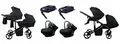Produktbild: BabyLux® Kinderwagen Set 4 in 1 für Zwillinge - Trailux Duo - Onyx - incl. Babywanne, Buggy Sportsitz, Auto-Babyschale, ISOFIX-Basisstation - Autositz - Geschwisterwagen Zwillingskinderwagen